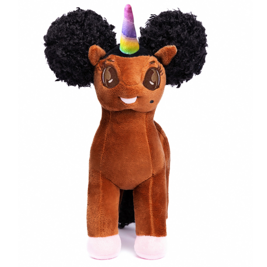 Zhuri Unicorn Plush Toy with Afro Puffs - 12 inch