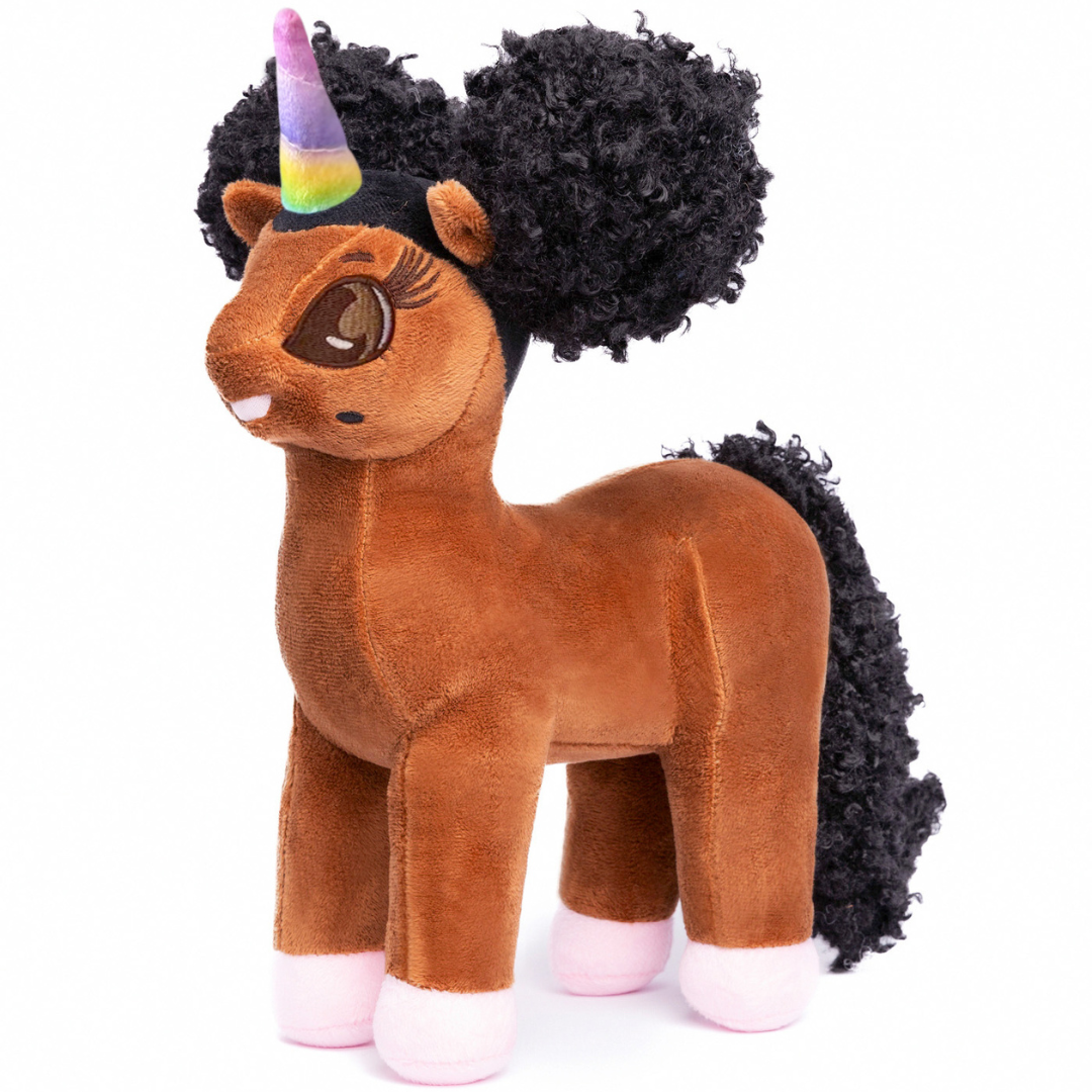 Zhuri Unicorn Plush Toy with Afro Puffs - 12 inch