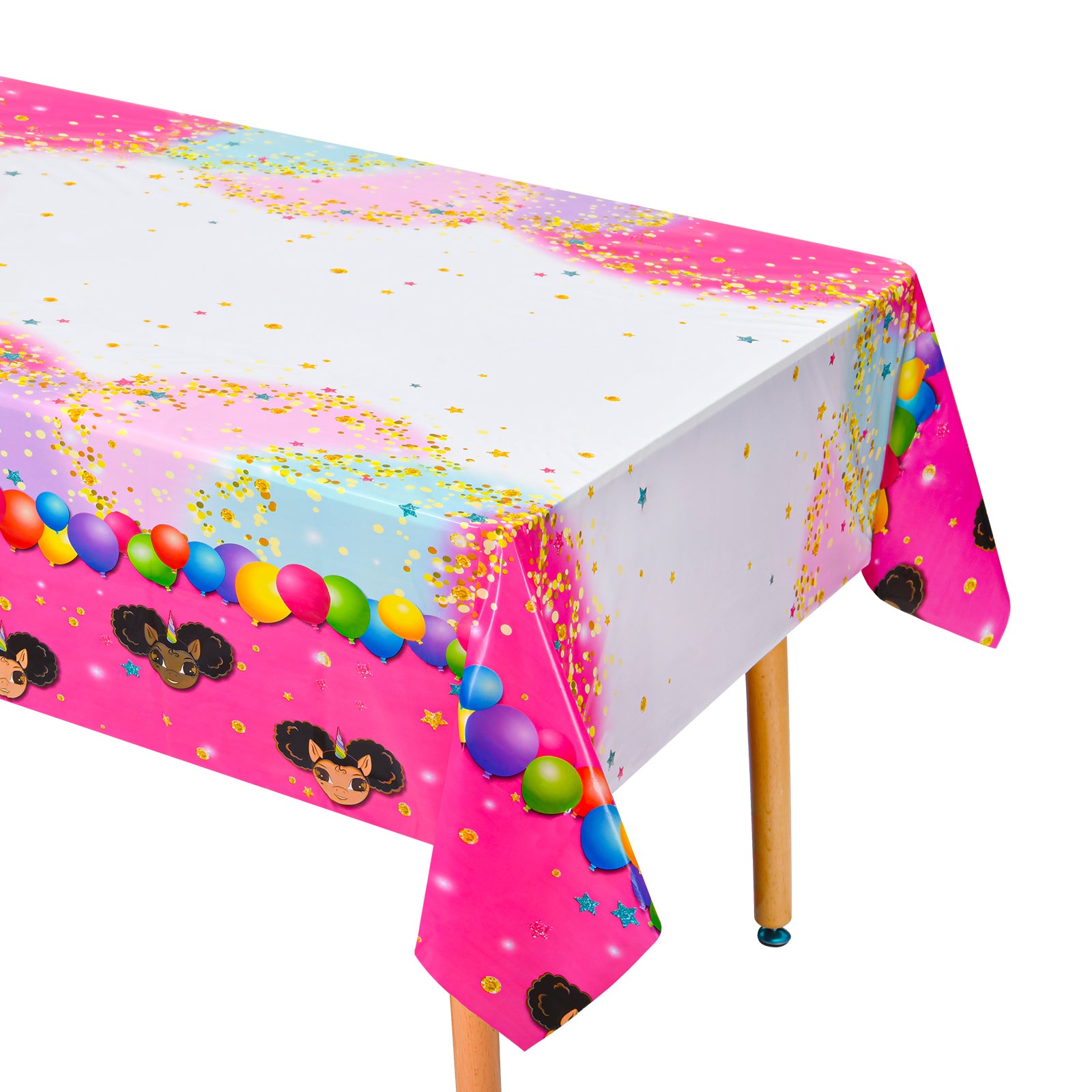Favorite Faces Afro Puff Unicorn Birthday Party Tablecloth
