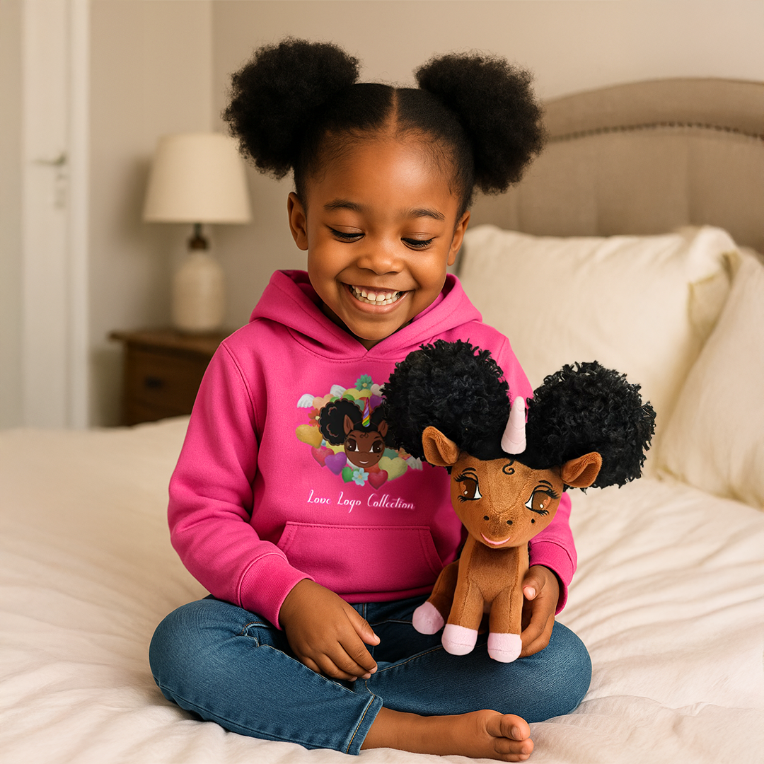 Baby Chloe Unicorn Plush Toy with Afro Puffs (sitting) - 8 inch