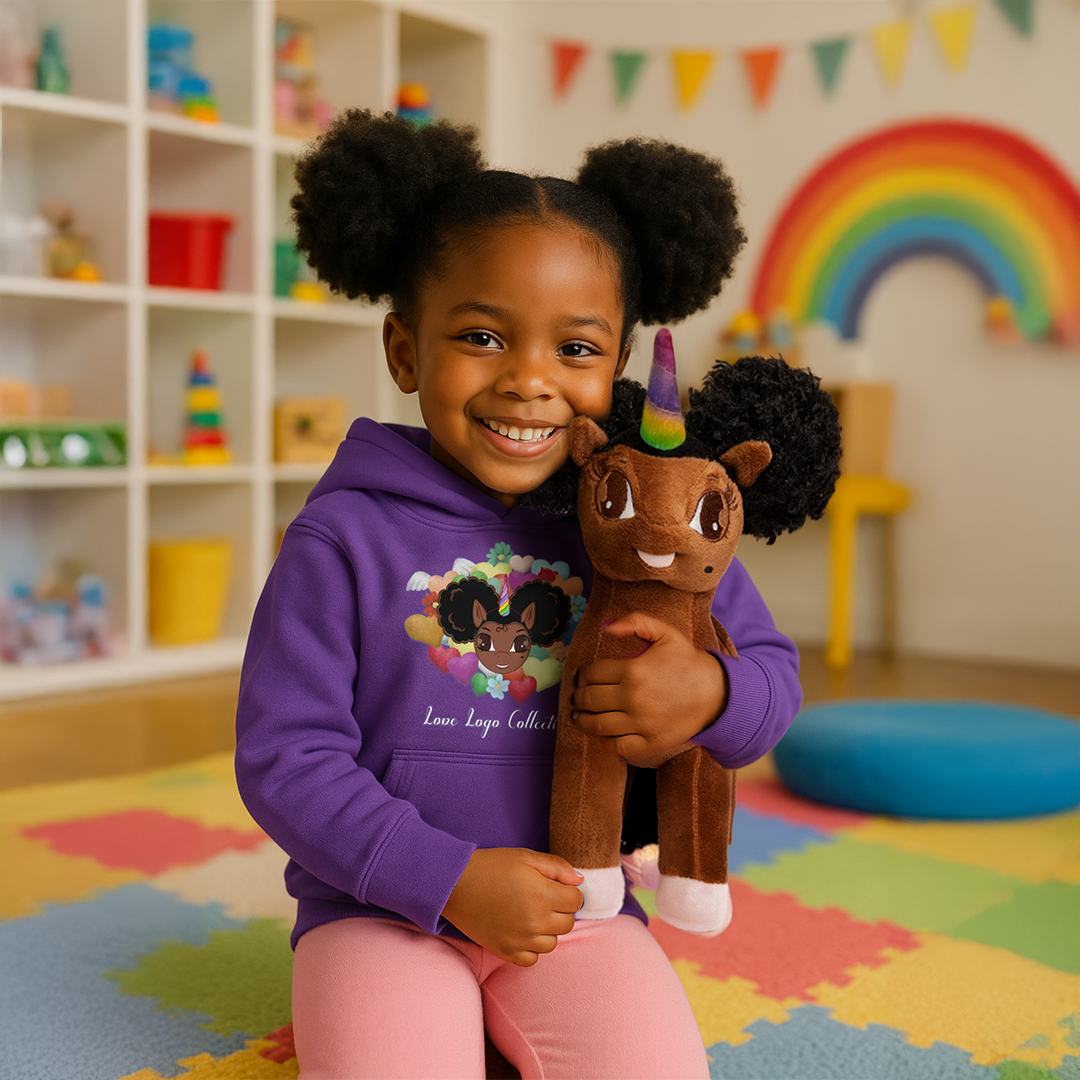 Armani Unicorn Plush Toy with Afro Puffs - 12 inch