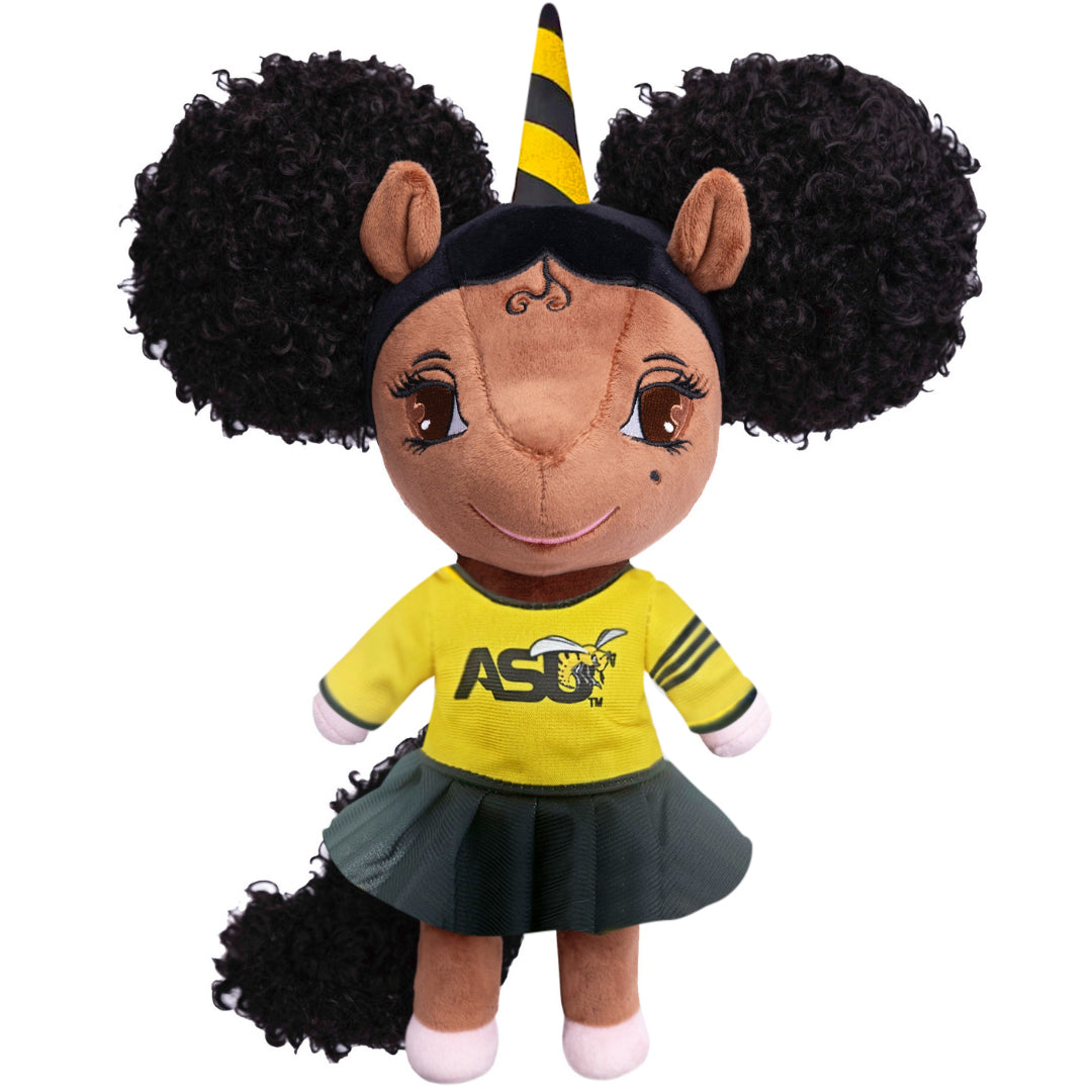 Alabama State University Unicorn Doll with Afro Puffs - 14 inch