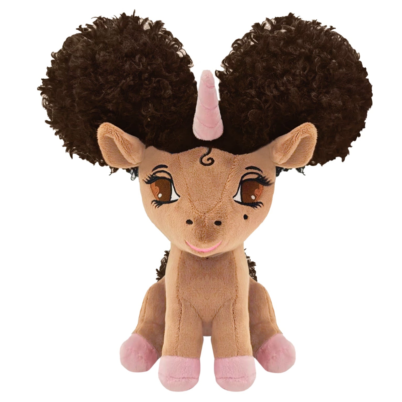 Baby Alexis Unicorn Plush Toy with Afro Puffs (sitting) - 8 inch