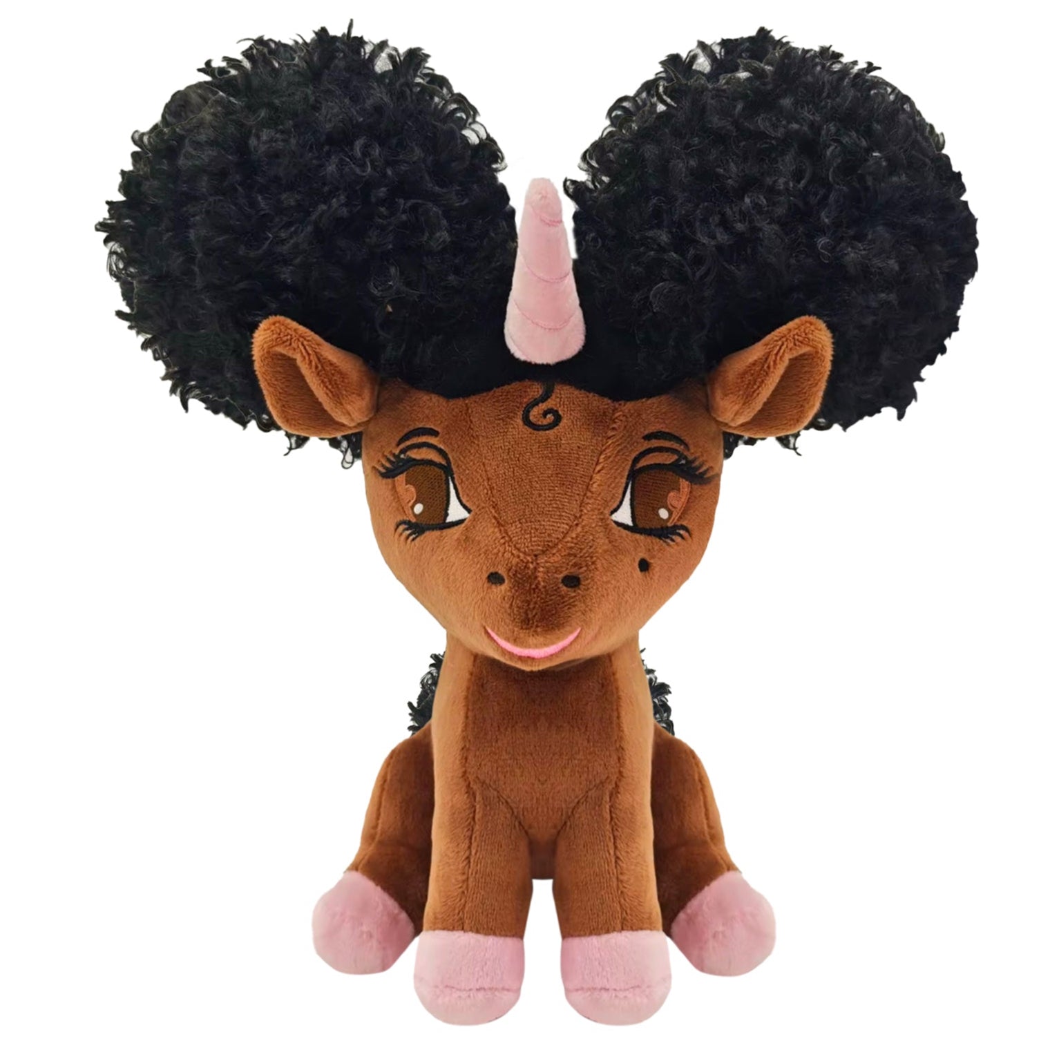 Baby Chloe Unicorn Plush Toy with Afro Puffs (sitting) - 8 inch