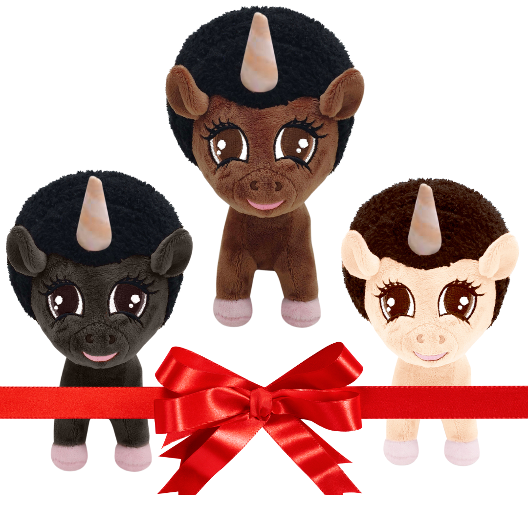 Gift Set: 3 Baby Unicorns with Afros - 8 inch