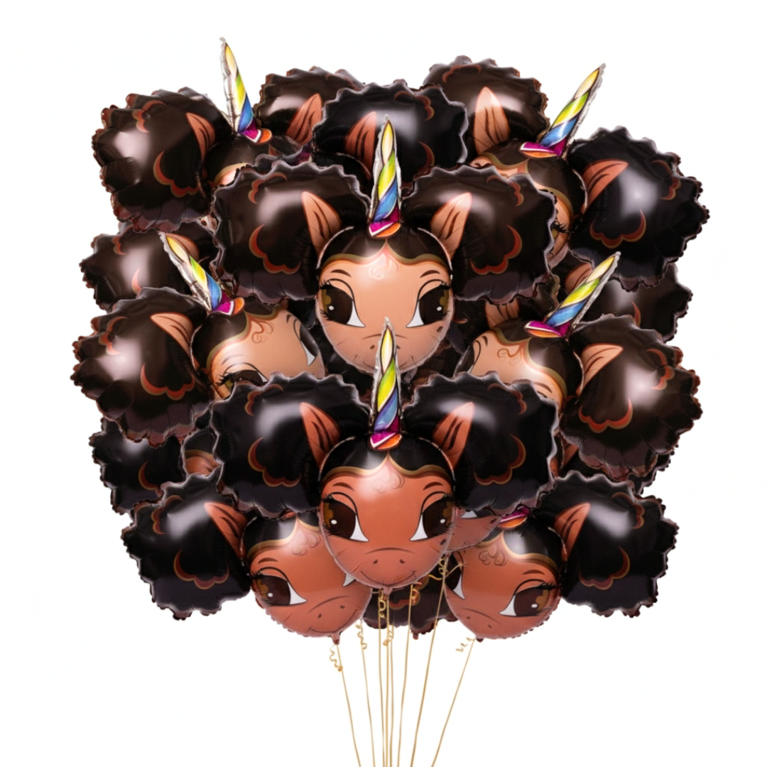 6 Pack Ballon Set: Alexis and Chloe Unicorn Jumbo 30 inch Foil Balloon