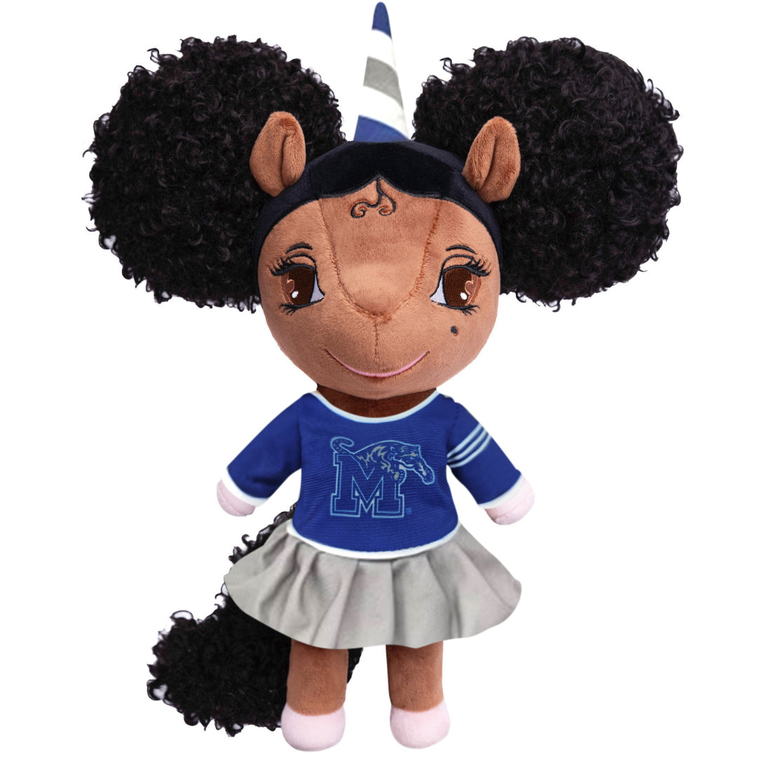 University of Memphis - Unicorn Doll with Afro Puffs - 14 inch