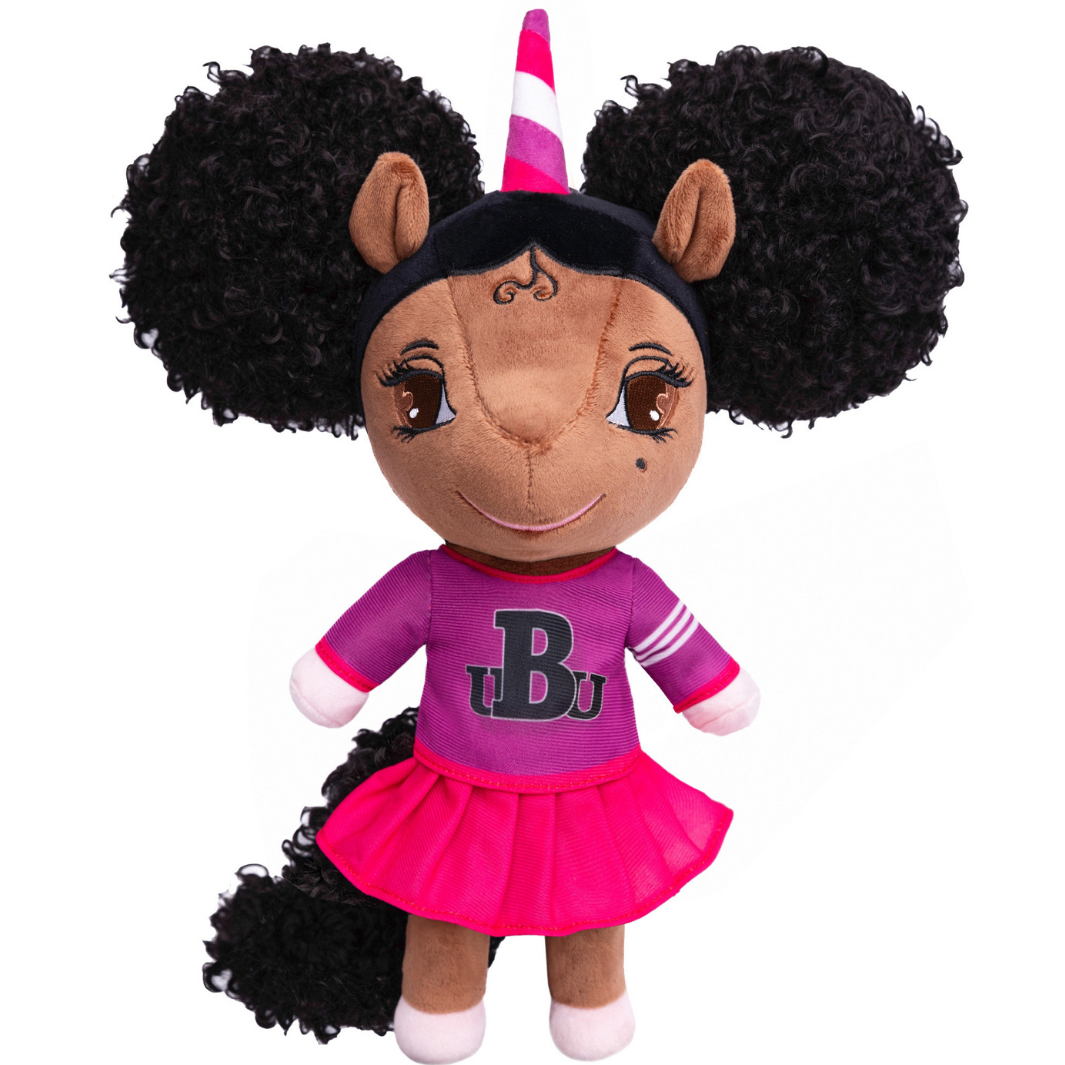 Black Unicorn University Doll with Afro Puffs - 14 inch