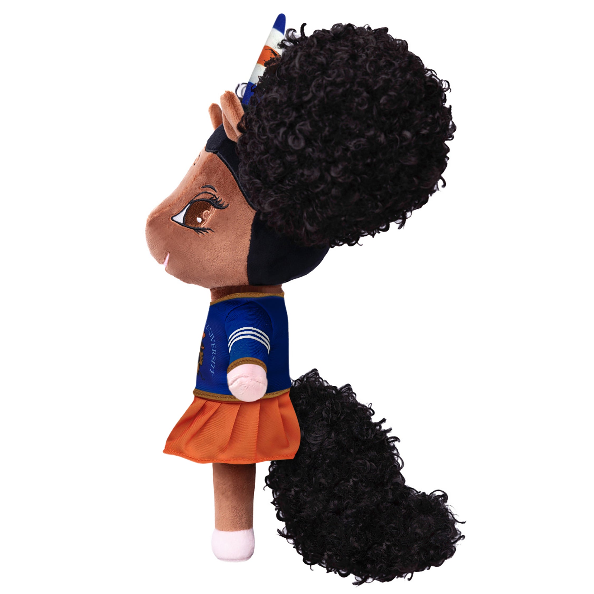 Virginia State University Unicorn Doll with Afro Puffs - 14 inch