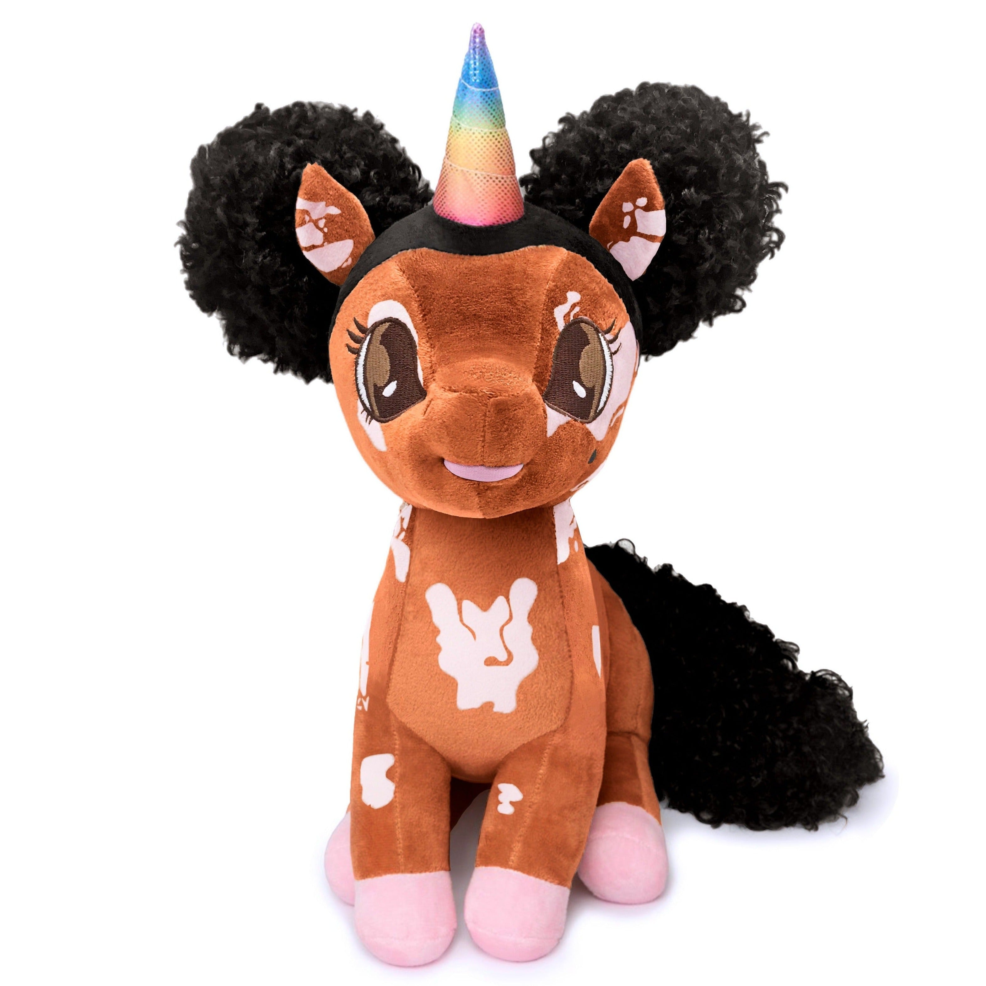 Malaysia, Vitiligo Unicorn Plush Toy with Afro Puffs - 15 inch