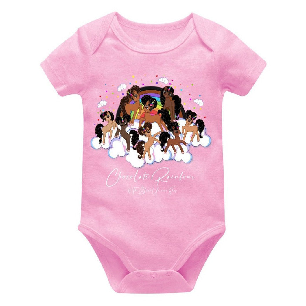 Chocolate Rainbows Cloud 9 Onesie - Blush Pink