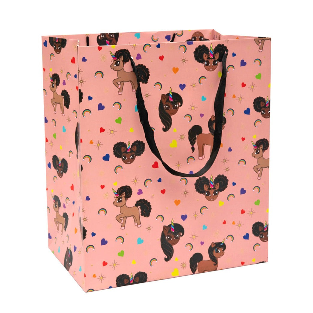 Gift Bag - Pink Signature Print Small Vertical