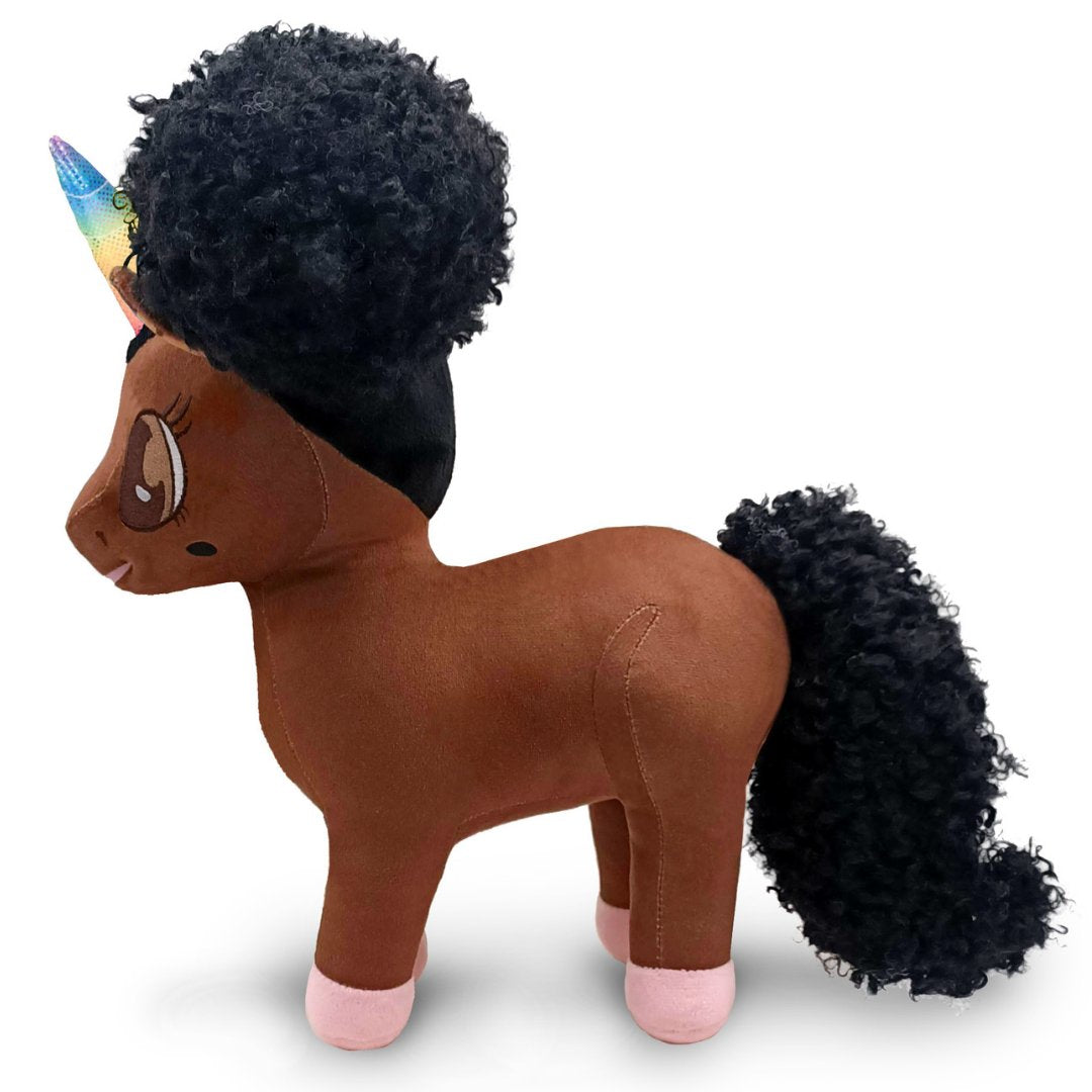 Black Unicorn Plush Toys Gifts Afro Brown Girl