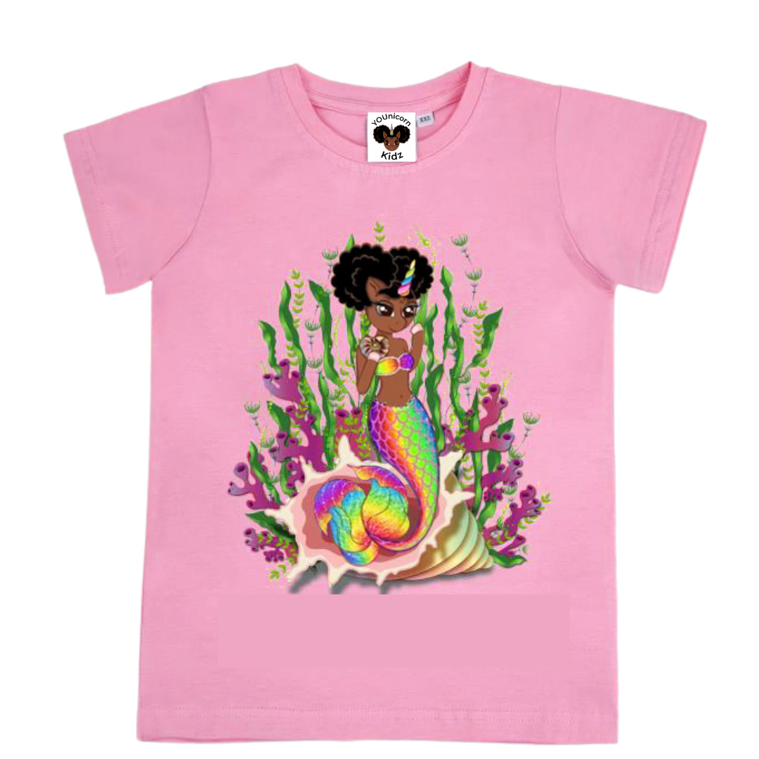 Aaliyah Mermaid Unicorn Tee - Pink