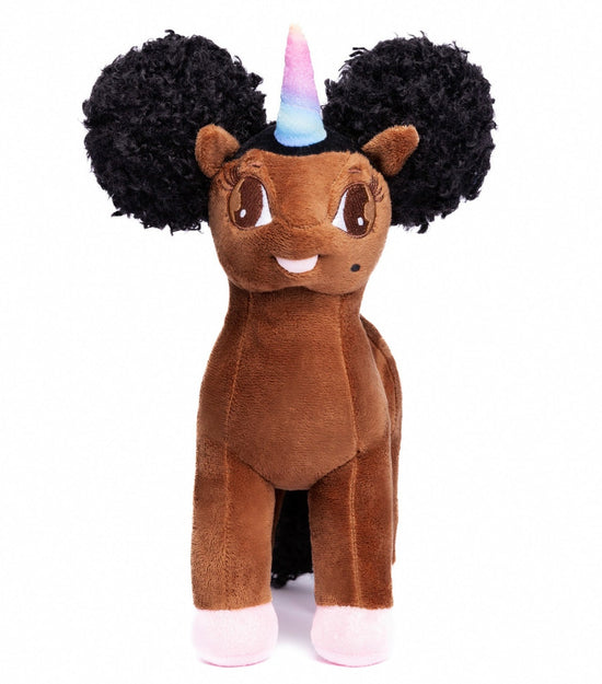 Armani Unicorn Plush Toy with Afro Puffs - 12 inch