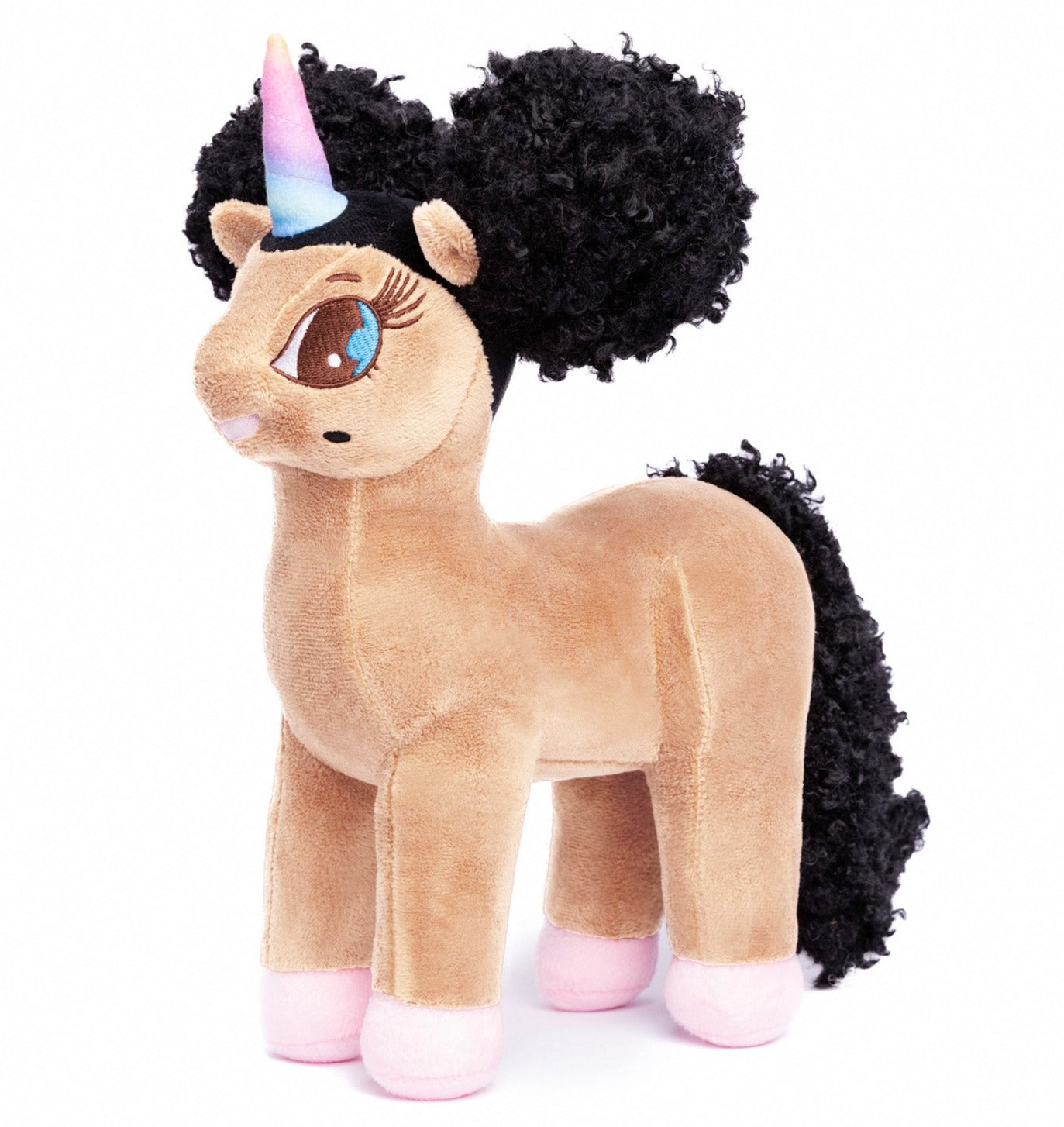 Load image into Gallery viewer, Mia, Unicorn Plush Toy with Afro Puffs - 12 inch
