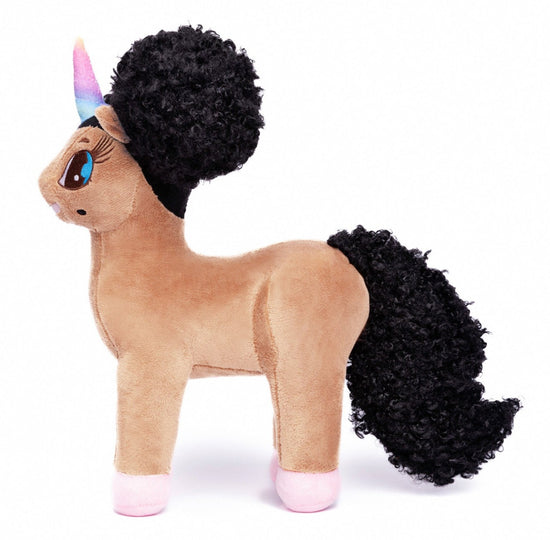 Load image into Gallery viewer, Mia, Unicorn Plush Toy with Afro Puffs - 12 inch
