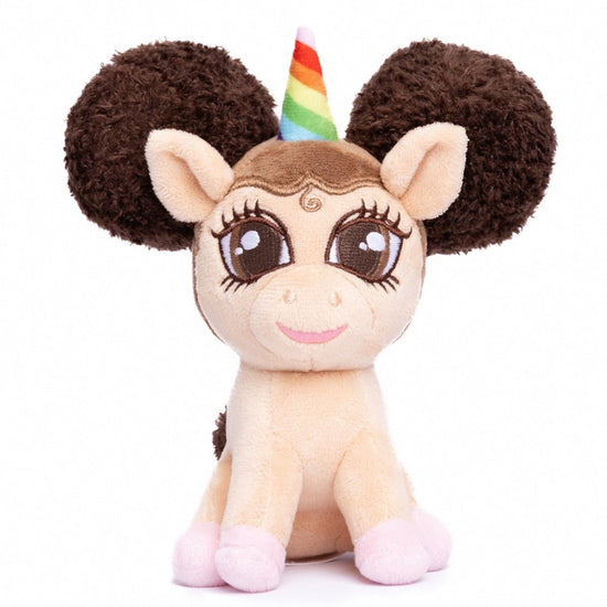 Baby Alexis Unicorn Plush Toy with Afro Puffs (sitting) - 6 inch