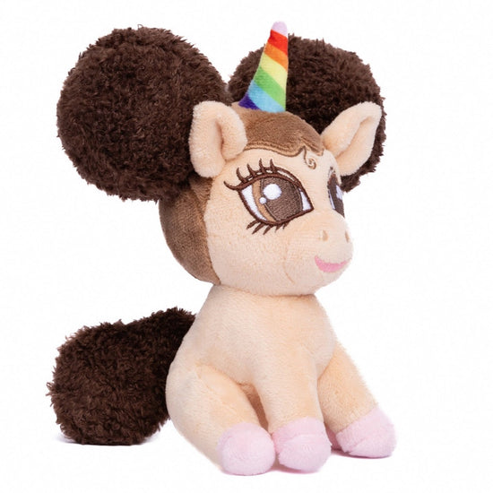 Load image into Gallery viewer, Baby Alexis Unicorn Plush Toy with Afro Puffs (sitting) - 6 inch
