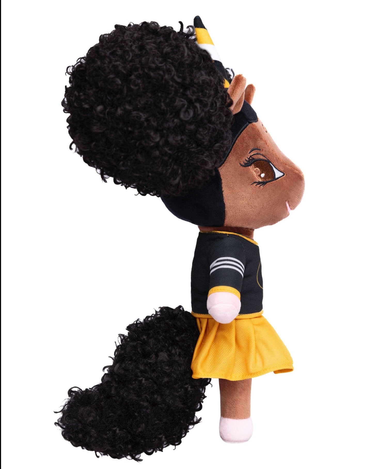 Grambling University Unicorn Doll with Afro Puffs - 14 inch