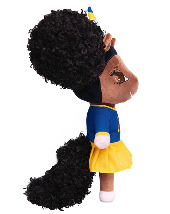 North Carolina A&T University Unicorn Doll with Afro Puffs - 14 inch