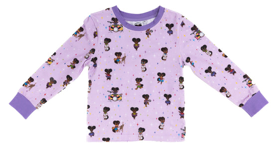 Today, I Want To Be… Long Sleeve Pajama Set - Purple Print