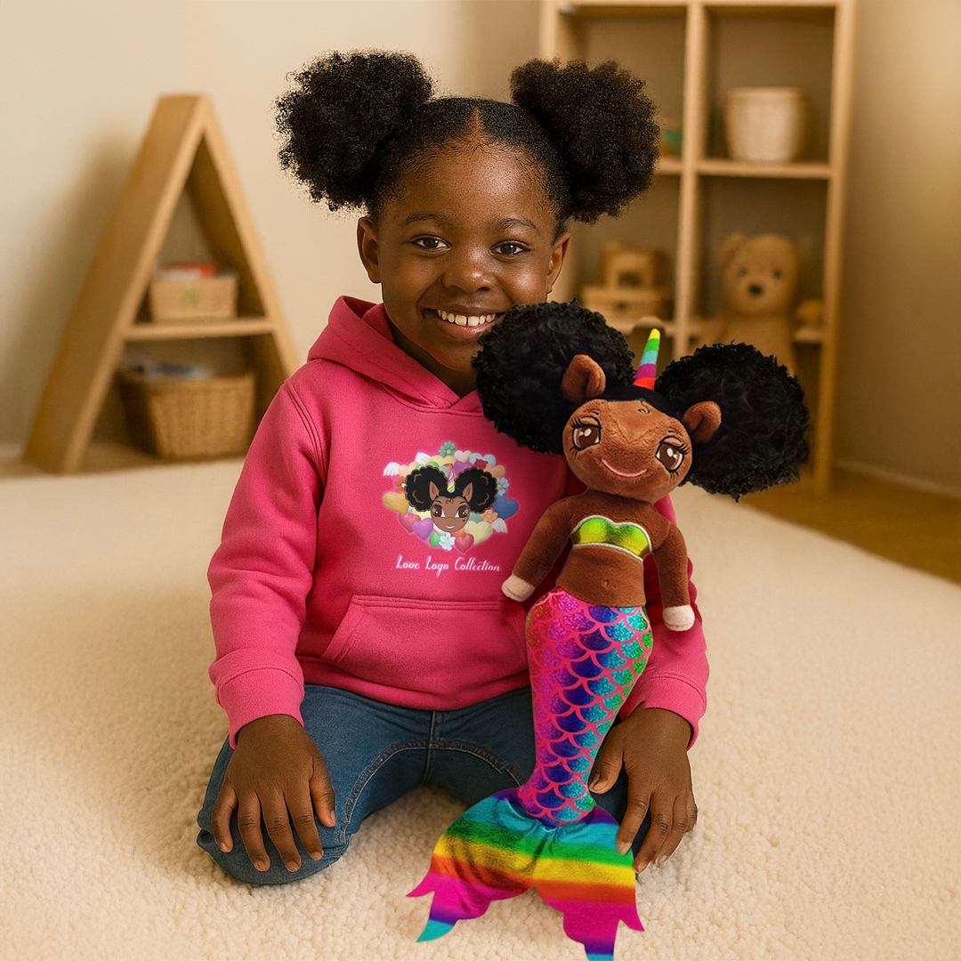Aaliyah, Mermaid Unicorn Doll with Afro Puffs  - 16 inch
