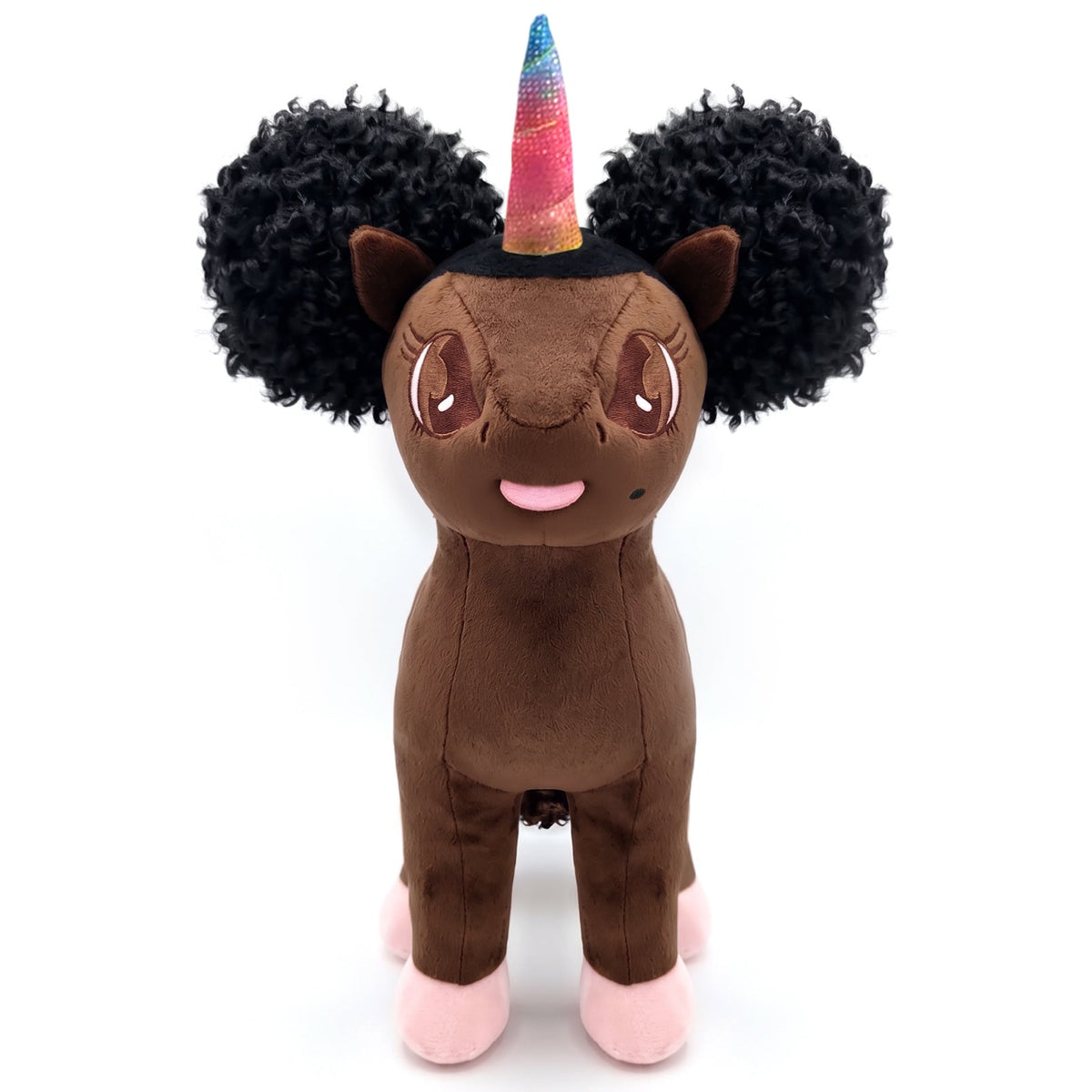 Armani, Giant Unicorn Plush Toy with Afro Puffs - 18 Inch