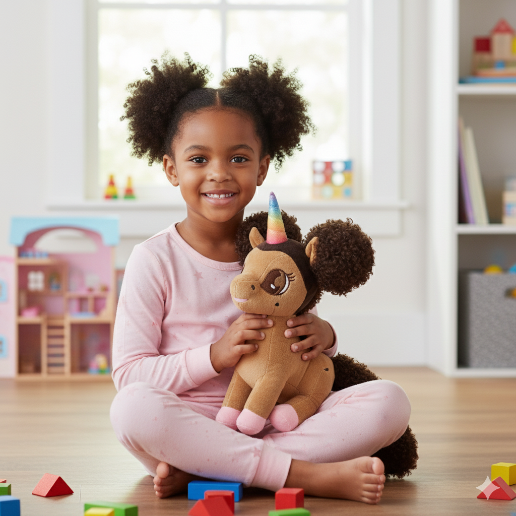 Alexis Unicorn Plush Toy with Afro Puffs - 15 inch