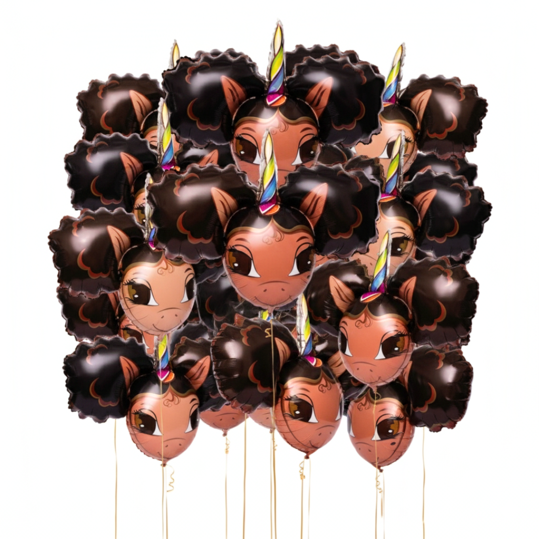 6 Pack Ballon Set: Alexis and Chloe Unicorn Jumbo 30 inch Foil Balloon