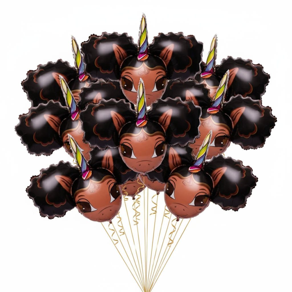 12 Pack Ballon Set: Chloe Unicorn Jumbo 30 inch Foil Balloon