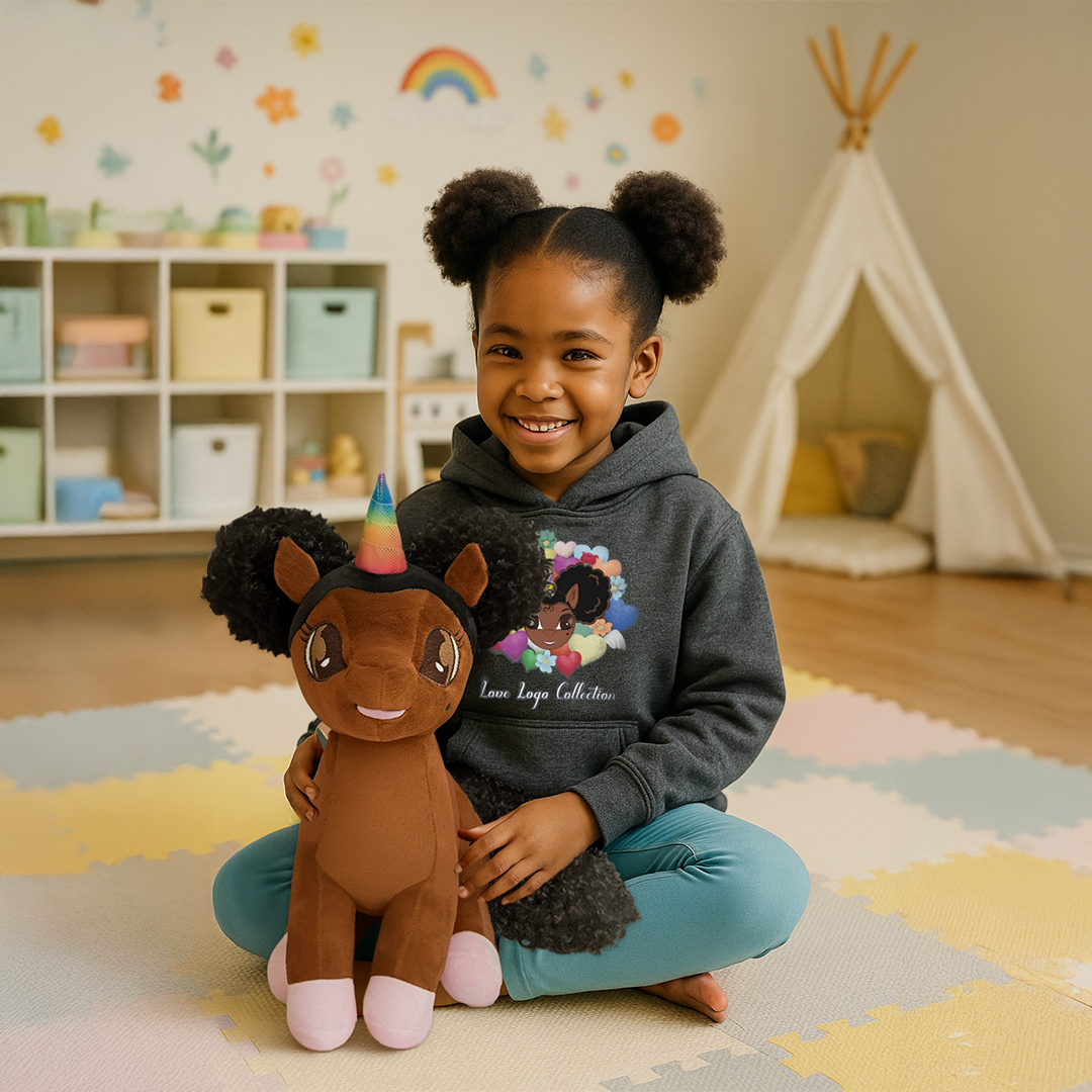Chloe Unicorn Plush Toy with Afro Puffs - 15 inch