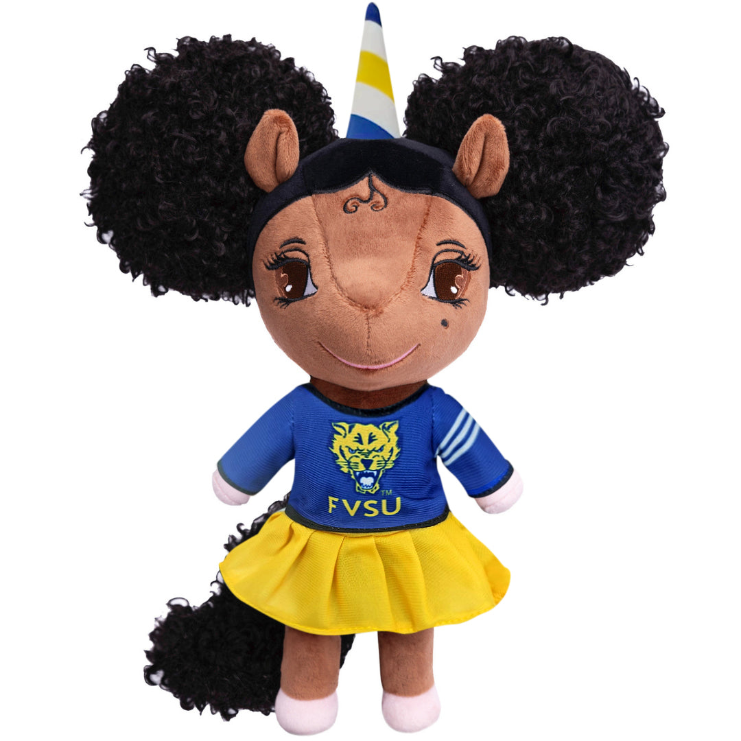 Fort Valley State University Unicorn Doll with Afro Puffs - 14 inch