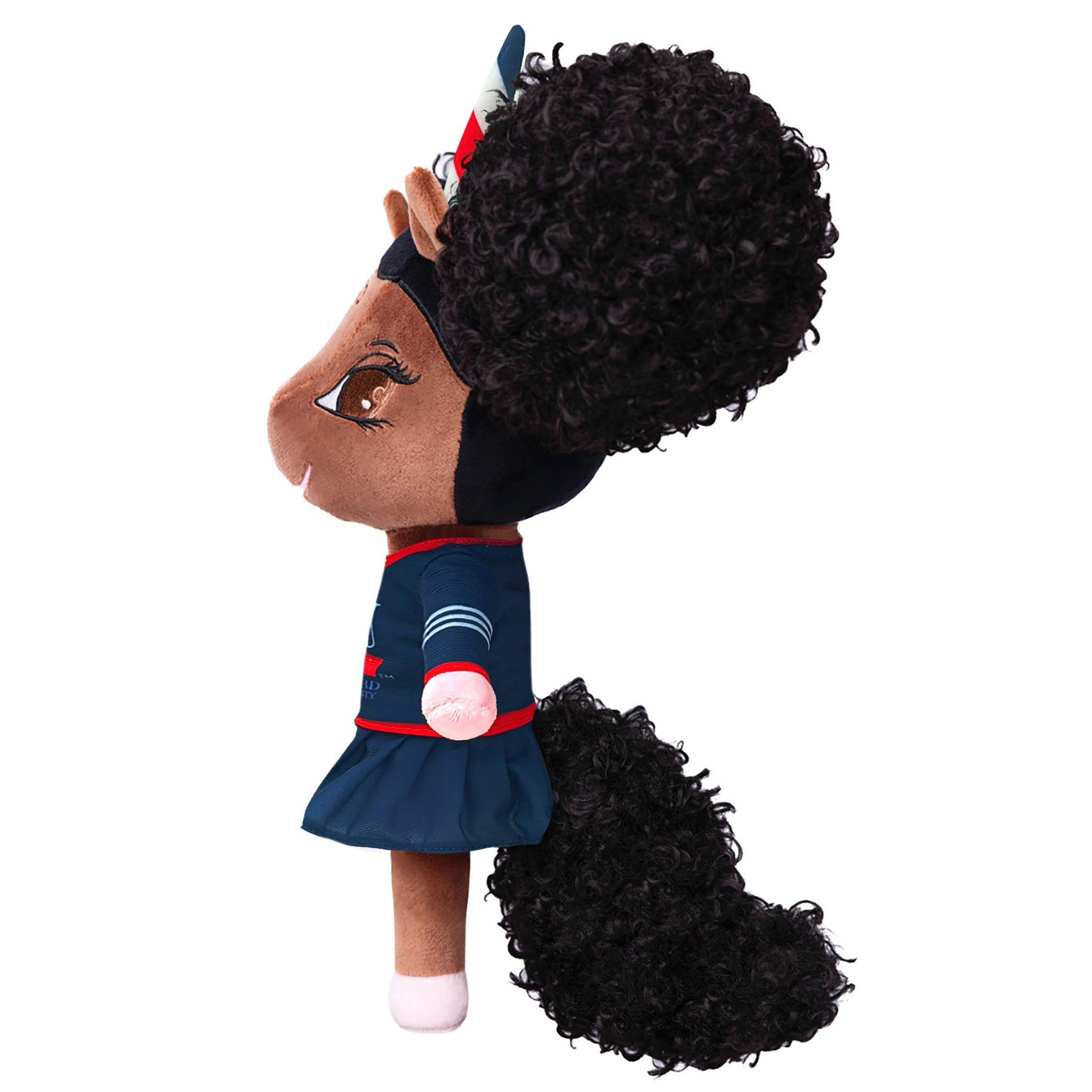 Howard University Institutional Logo Unicorn Doll with Afro Puffs - 14 inch