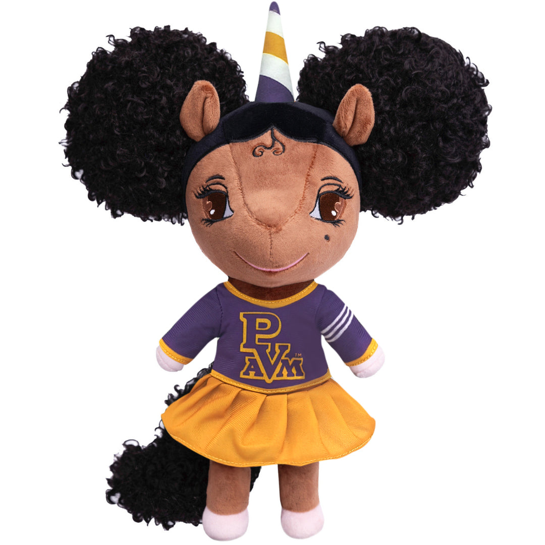 Prairie View A&M University Unicorn Doll with Afro Puffs - 14 inch