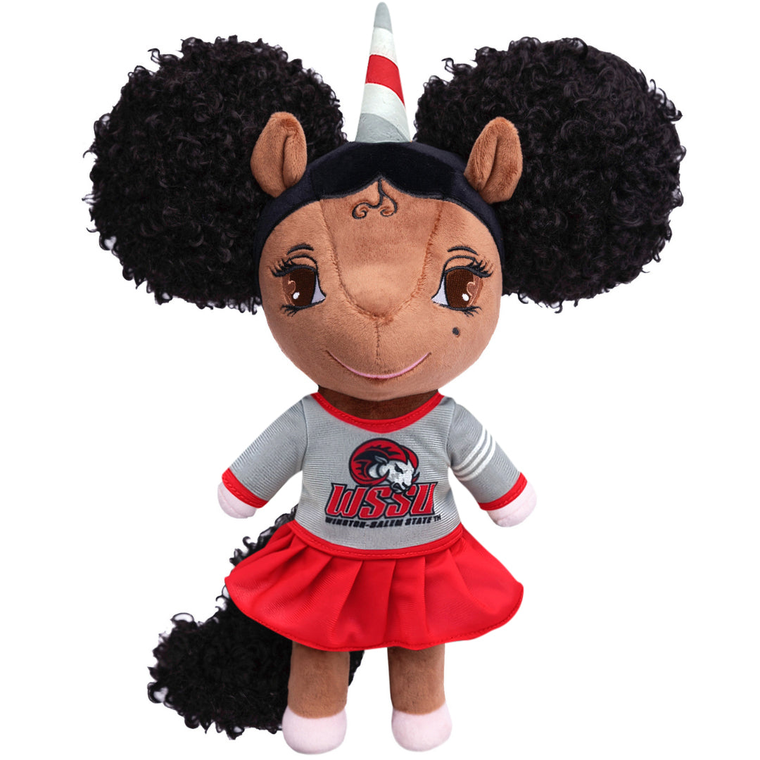 Winston-Salem State University Unicorn Doll with Afro Puffs - 14 inch