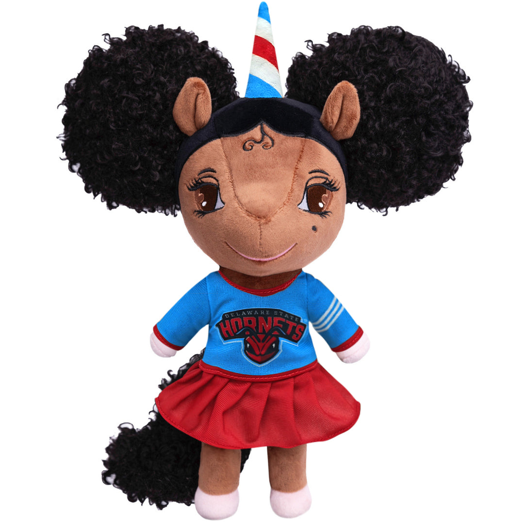 Delaware State University Unicorn Doll with Afro Puffs - 14 inch