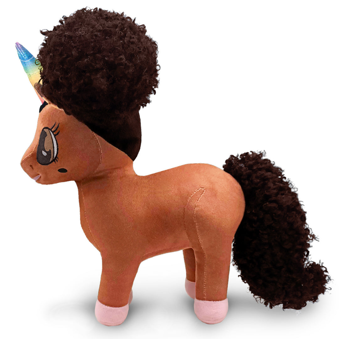 Dominique Unicorn Plush Toy with Afro Puffs - 15 inch