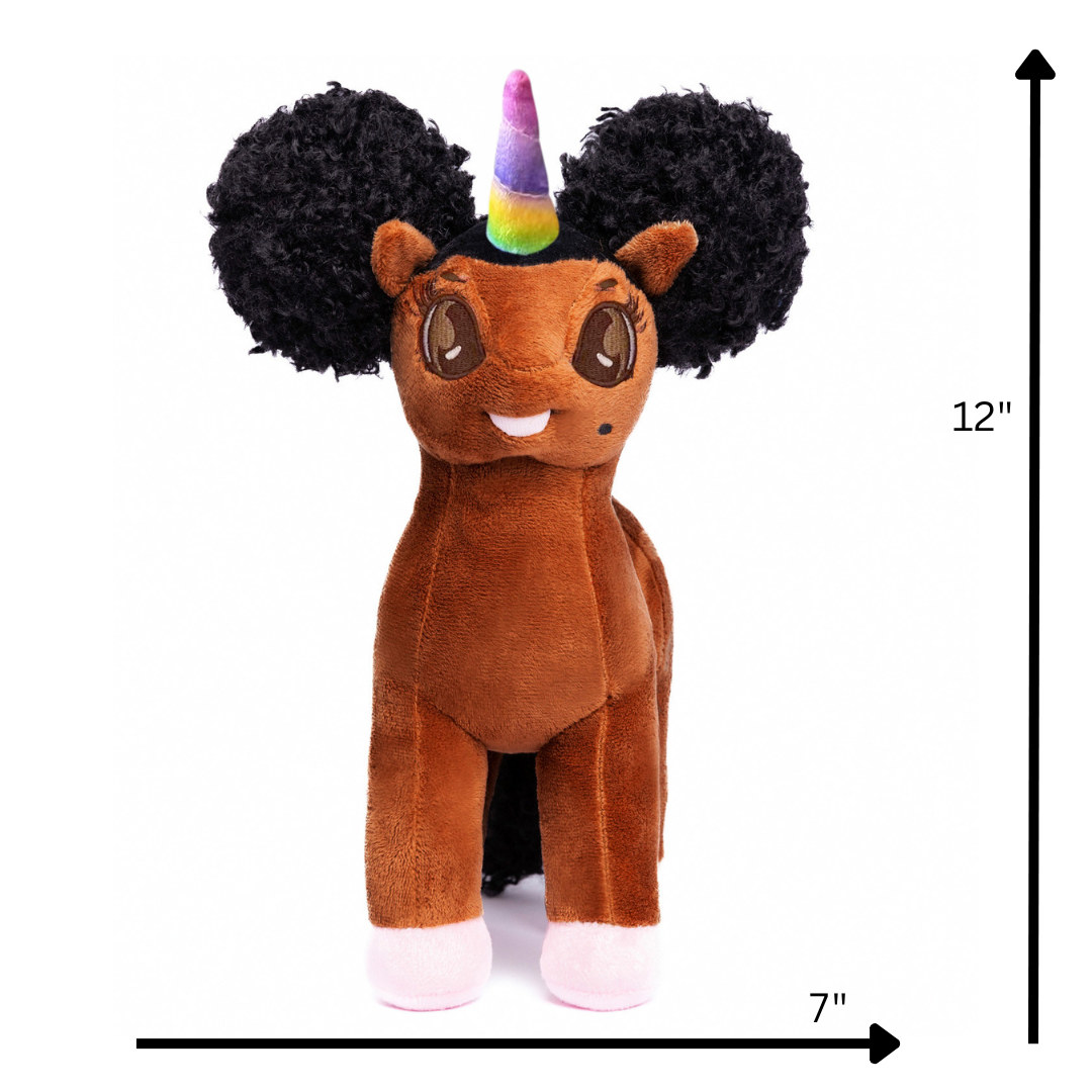 Zhuri Unicorn Plush Toy with Afro Puffs - 12 inch