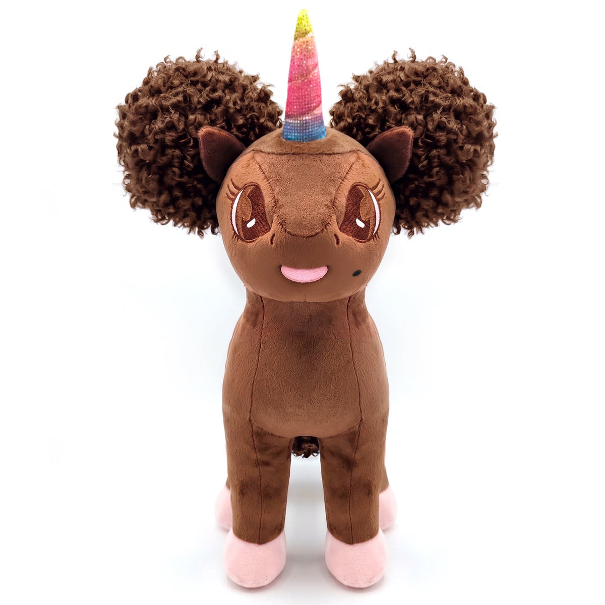 Monica, Giant Unicorn Plush Toy with Afro Puffs - 18 Inch