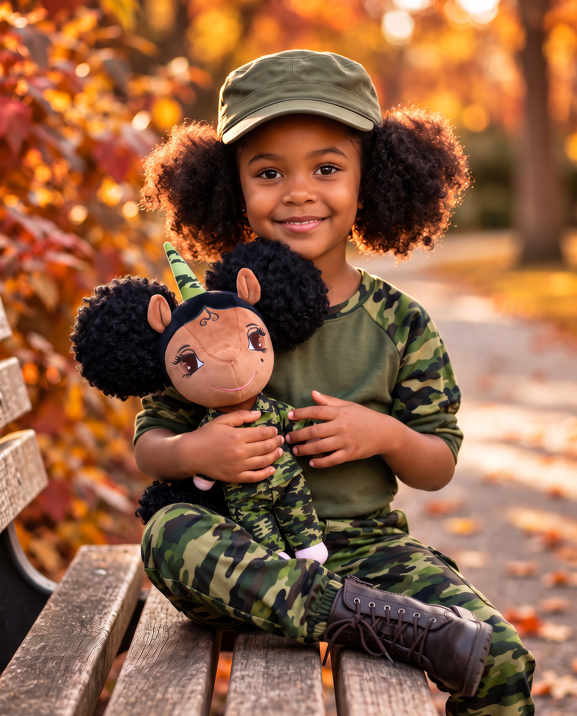 Special Edition: 14-Inch Salute to Service Military Doll with Afro Puffs