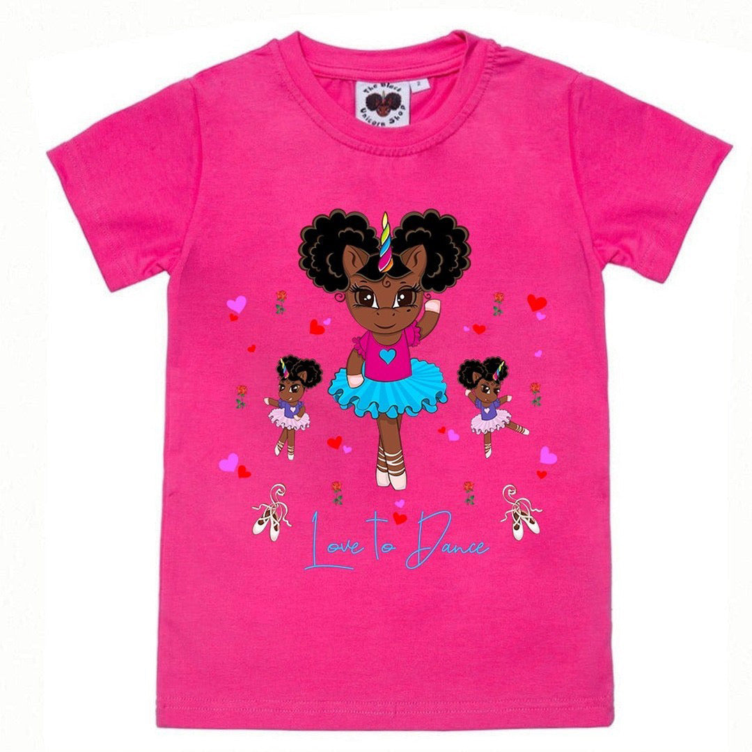 LOVE to Dance Ballerina Tee - Fuchsia