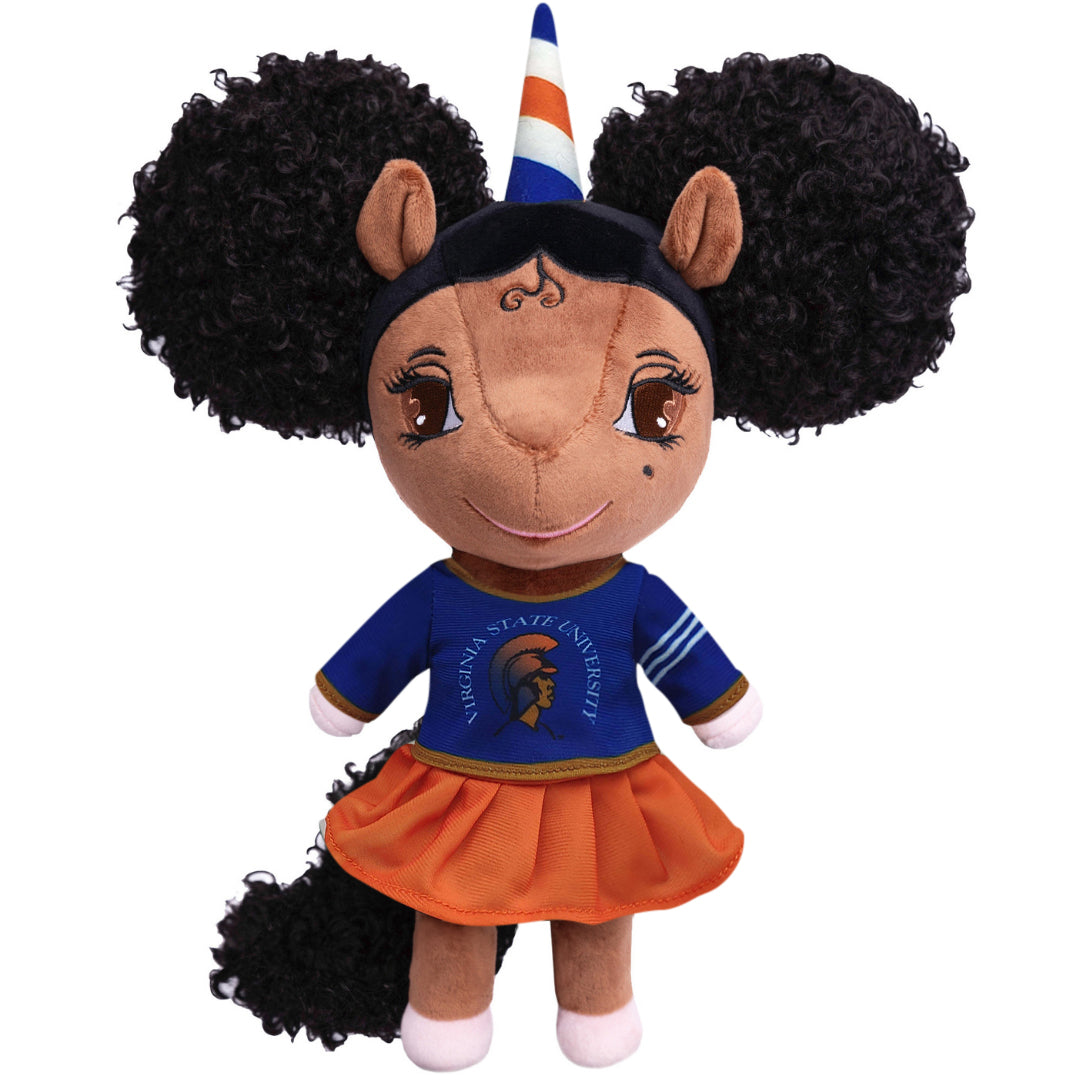 Virginia State University Unicorn Doll with Afro Puffs - 14 inch