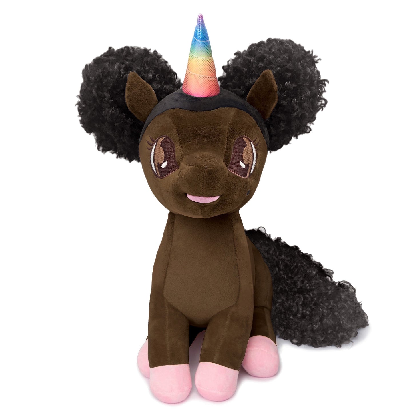 Raven, Unicorn Plush Toy with Afro Puffs - 15 inch