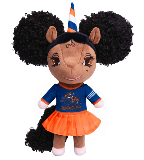 Savannah State University Unicorn Doll with Afro Puffs - 14 inch