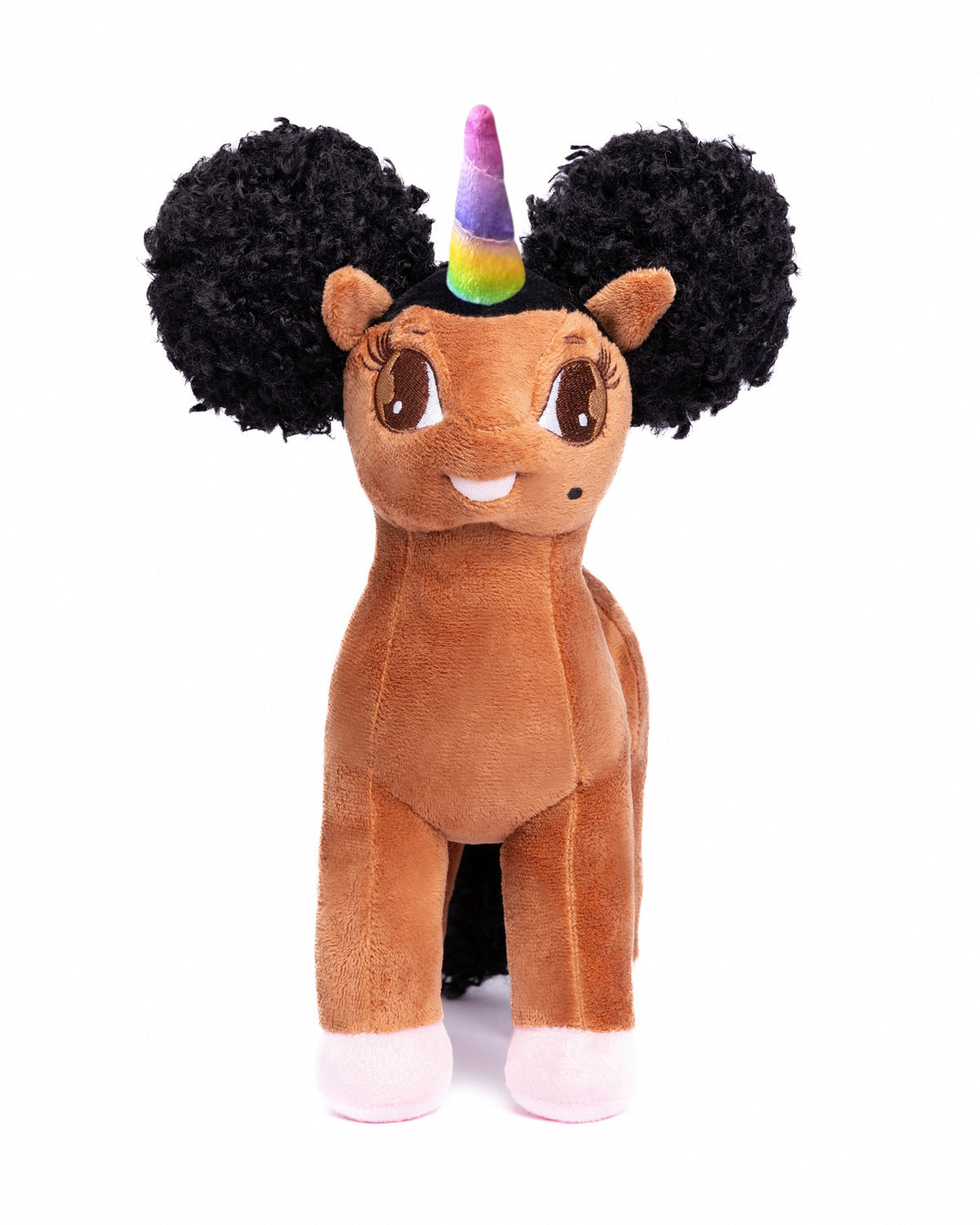 Tiffany, Unicorn Plush Toy with Afro Puffs - 12 inch