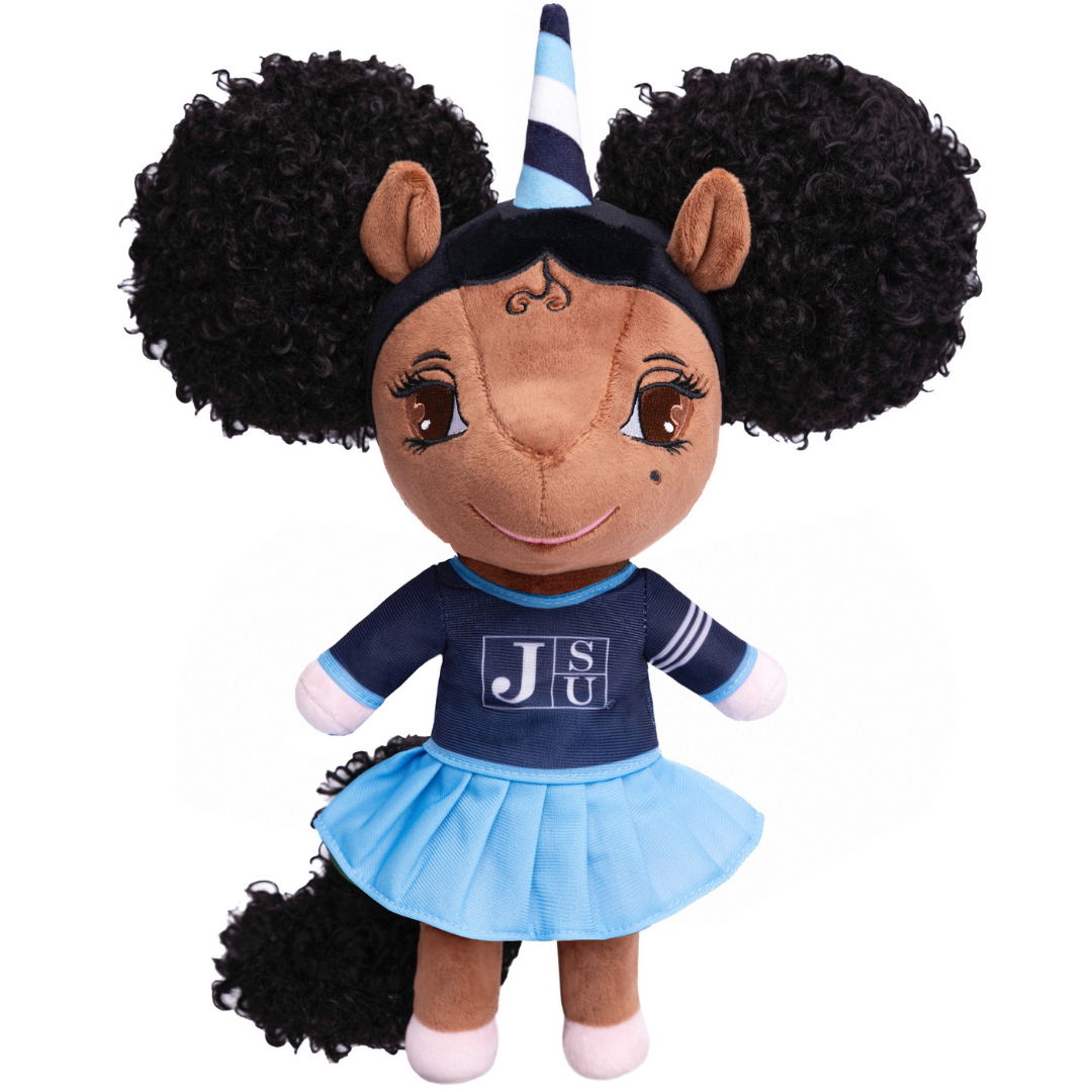 Jackson State University Unicorn Doll with Afro Puffs - 14 inch
