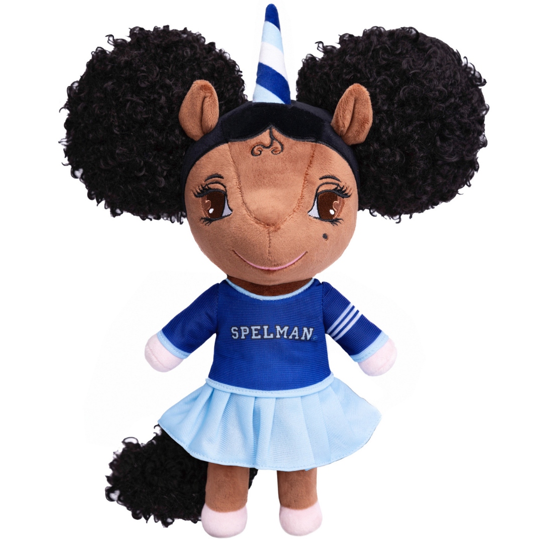 Spelman College Unicorn Doll with Afro Puffs  - 14 inch