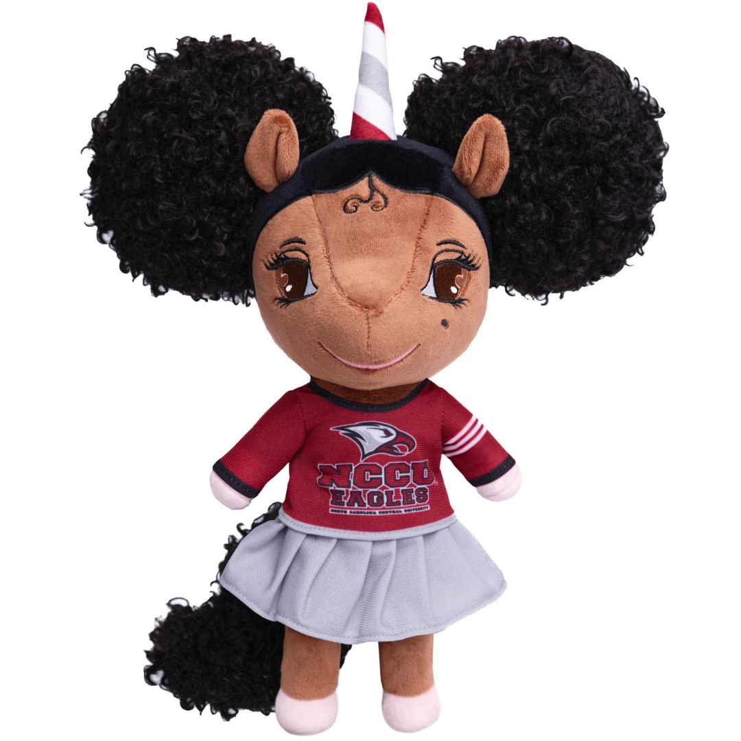 North Carolina Central University Unicorn Doll with Afro Puffs - 14 inch