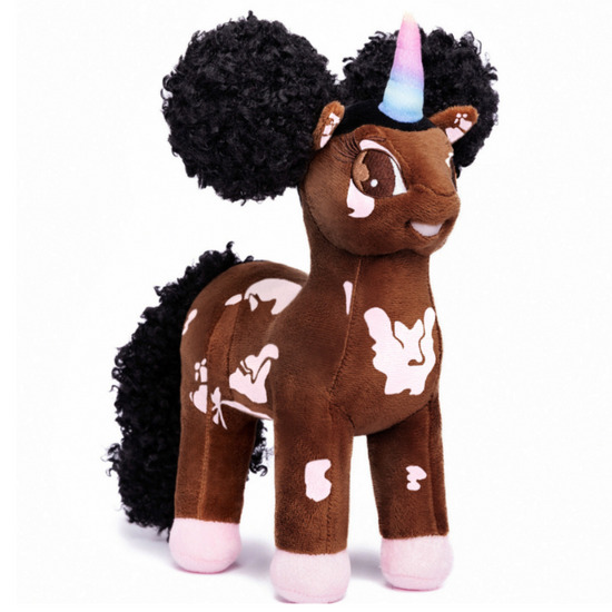 FINAL SALE: Vitiligo Unicorn Plush Toys with Afro Puffs
